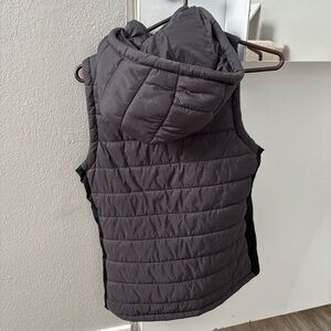 Gray Puffer Vest with Hood